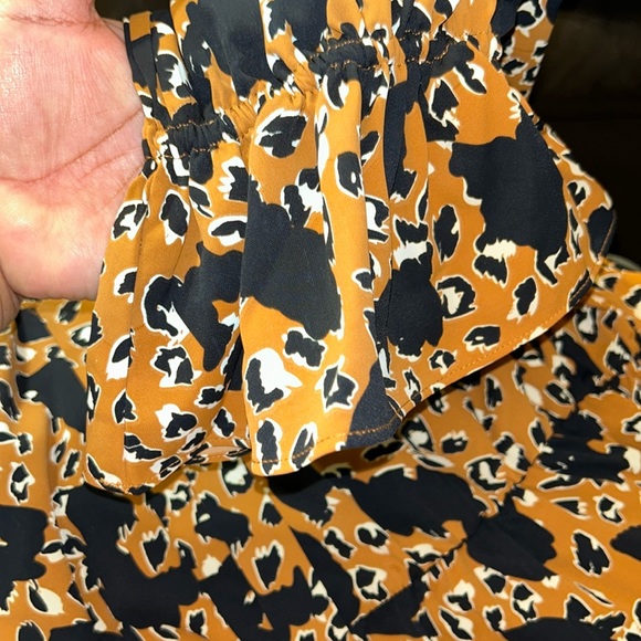 ELOQUII Elements Plus Size Cheetah Print Tie-Neck Flounce Midi Dress - Picture 7 of 7